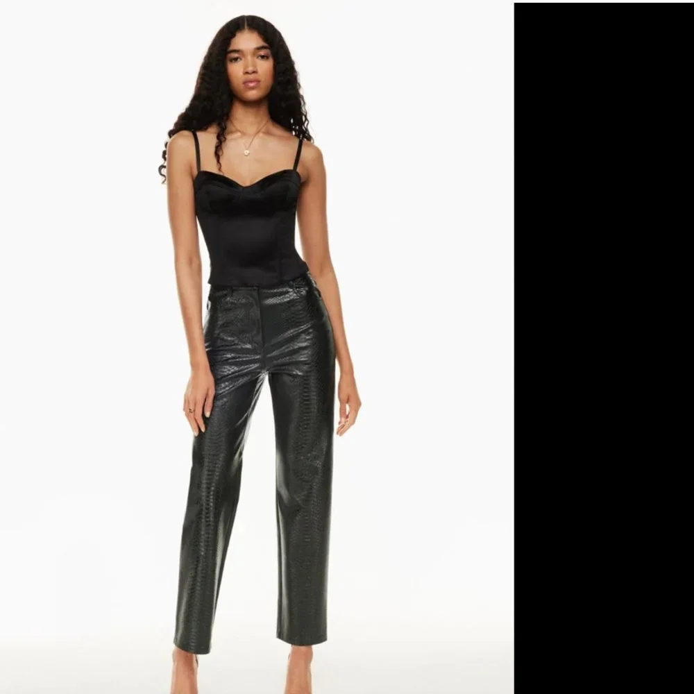 ARITZIA, High Waisted Vegan Leather Python Pants, The Melina Pants, Wilfred - Picture 1 of 7
